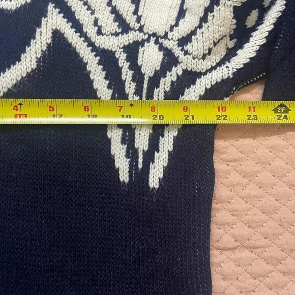 Vintage David Brett Women's Sweater M Blue & white Floral Mockneck retro y2k 80' - Picture 6 of 8